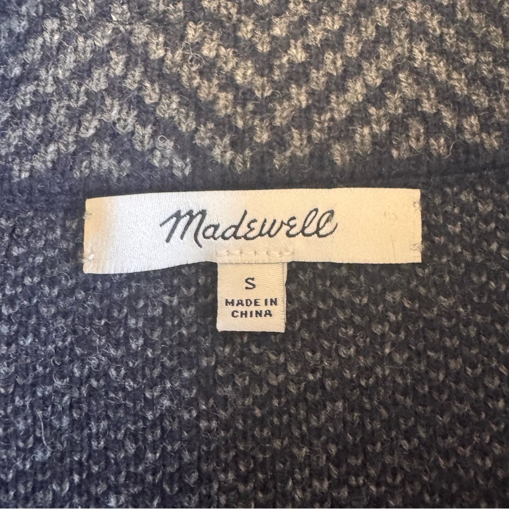 Madewell Merino Wool Blend Herringbone Coat Womens Small Oversized Cocoon Gray - Picture 13 of 16